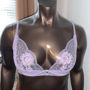 Victoria’s Secret Unlined Push-Up Without Padding Size 34D Lilac Lace Demi Bra